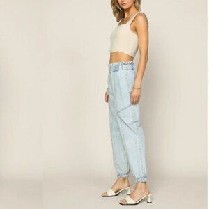 SKIES ARE BLUE Baggie Jeans Medium Joggers Light Wash Elastic Waist NWOT